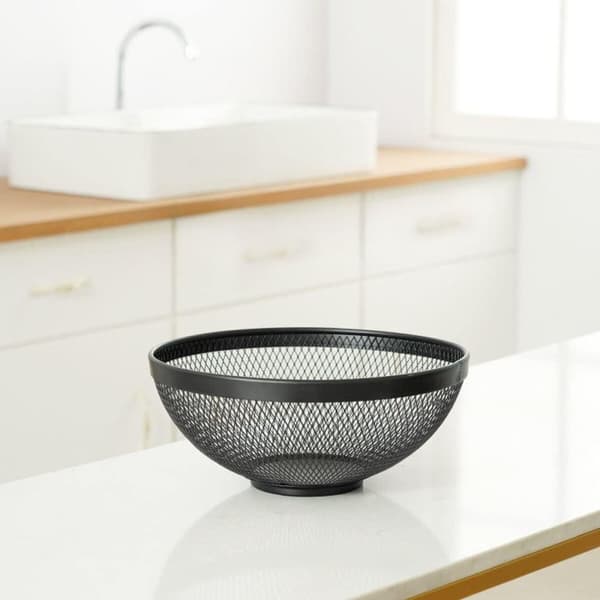 Frugtskål Confortime Sort Metal 26 x 12,5 cm (12 enheder)
