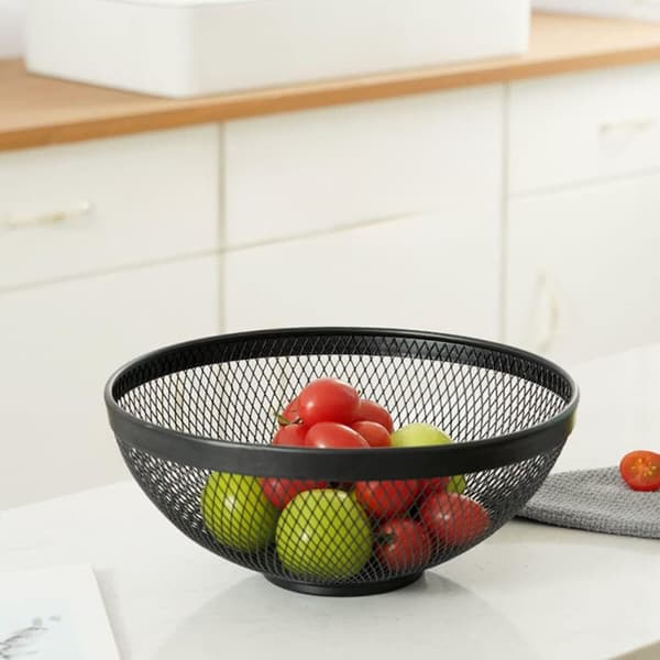 Frugtskål Confortime Sort Metal 26 x 12,5 cm (12 enheder)