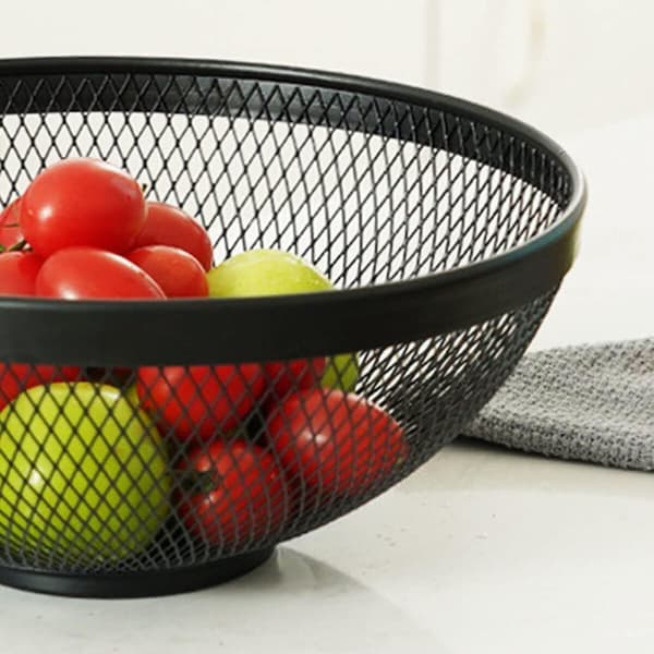 Frugtskål Confortime Sort Metal 26 x 12,5 cm (12 enheder)