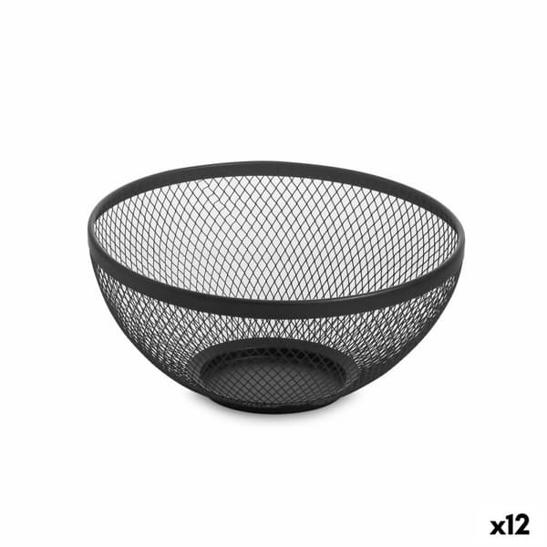 Frugtskål Confortime Sort Metal 26 x 12,5 cm (12 enheder)
