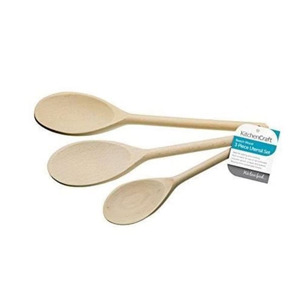 KitchenCraft matlagningsskedar i trä - Set om 3 x 20 25 x 30 cm