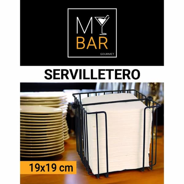 Servetthållare My Bar Svart Metall 19 x 19 x 18 cm (8 antal)