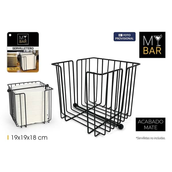Servetthållare My Bar Svart Metall 19 x 19 x 18 cm (8 antal)