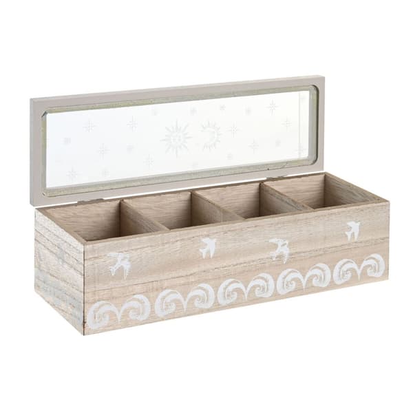 Låda för örtte DKD Home Decor Glas Blå Vit Trä MDF (30 x 9 x 8 cm) (2 antal)