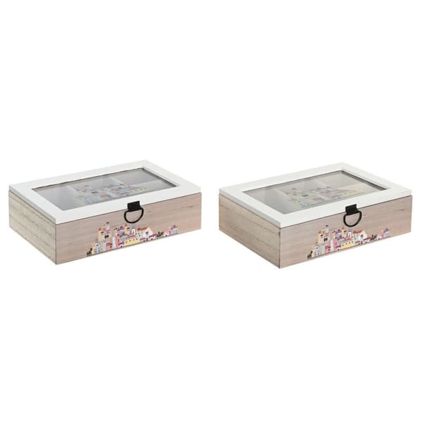 Boks for Infusjoner DKD Home Decor Krystall Flerfarget Tre MDF (2 enheter) (23 x 15 x 7 cm)