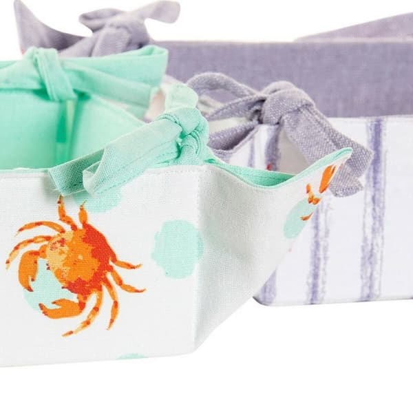 Kurv DKD Home Decor Summer Blå Grøn Bomuld (2 pcs)