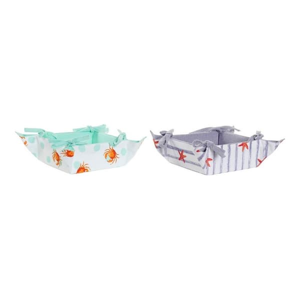 Kurv DKD Home Decor Summer Blå Grøn Bomuld (2 pcs)