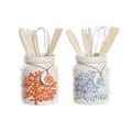 Miniatyrbillede 1 af 3: Dåse til køkkenudstyr DKD Home Decor Metal Dolomite Træ MDF 12 x 12 x 22 cm (2 enheder)