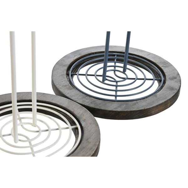 Køkkenrulleholder DKD Home Decor Blå Hvid Metal Gummitræ 15 x 15 x 31 cm (2 enheder)