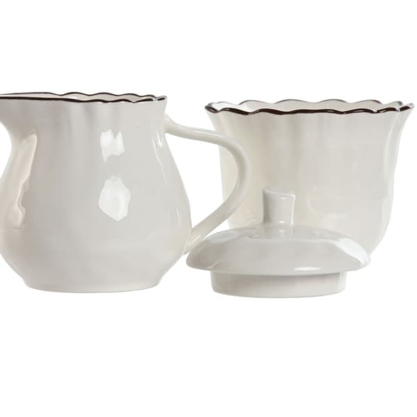 Mjölkkanna och sockerskål Home ESPRIT Vit Brun Porslin 250 ml 12 x 8,4 x 8 cm 2 Delar