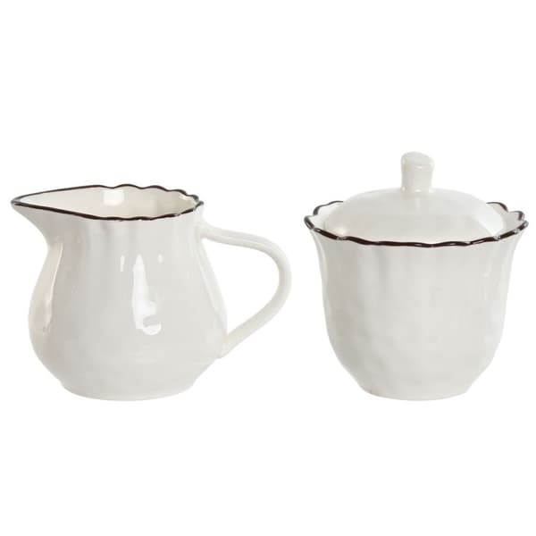 Mjölkkanna och sockerskål Home ESPRIT Vit Brun Porslin 250 ml 12 x 8,4 x 8 cm 2 Delar