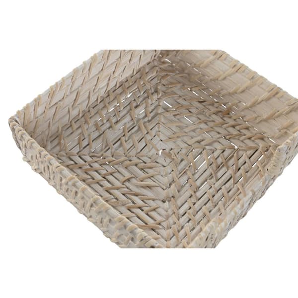 Servetthållare Home ESPRIT Vit Naturell Bambu Rattan 18 x 18 x 6 cm