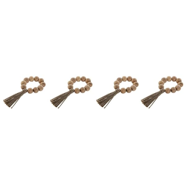 Servietring Home ESPRIT Natur Jute Akacie Makramé 7,5 x 2 x 7,5 cm 4 Dele