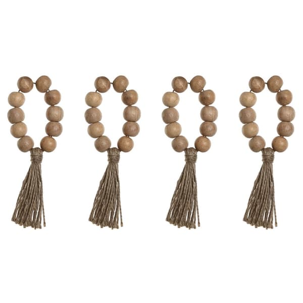 Servietring Home ESPRIT Natur Jute Akacie Makramé 7,5 x 2 x 7,5 cm 4 Dele