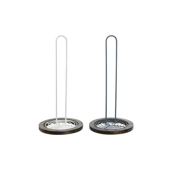 Køkkenrulleholder DKD Home Decor Blå Hvid Metal Gummitræ 15 x 15 x 31 cm (2 enheder)