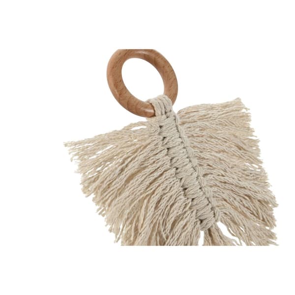 Lautasliinarengas Home ESPRIT Luonnollinen Akaasia Makramee 13 x 1 x 18 cm 4 Kappaletta