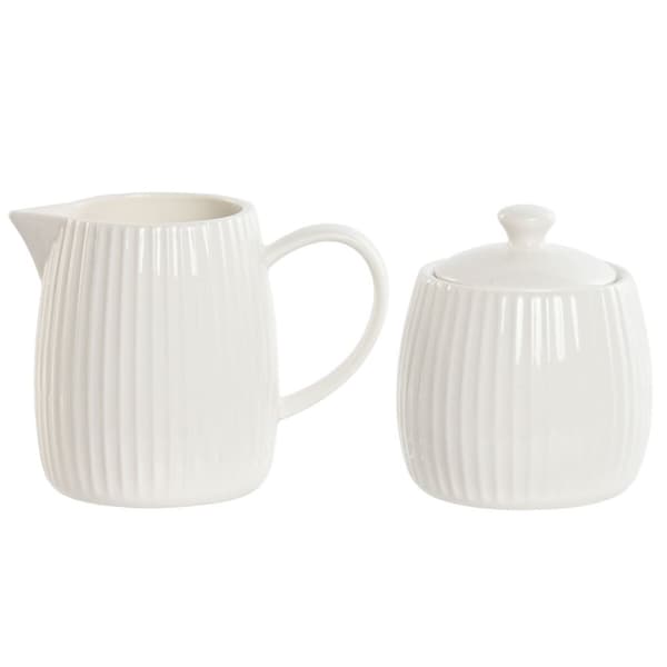 Melkekanne og sukkerskål Home ESPRIT Hvit Porselen 250 ml 12 x 7,6 x 9 cm 2 Deler