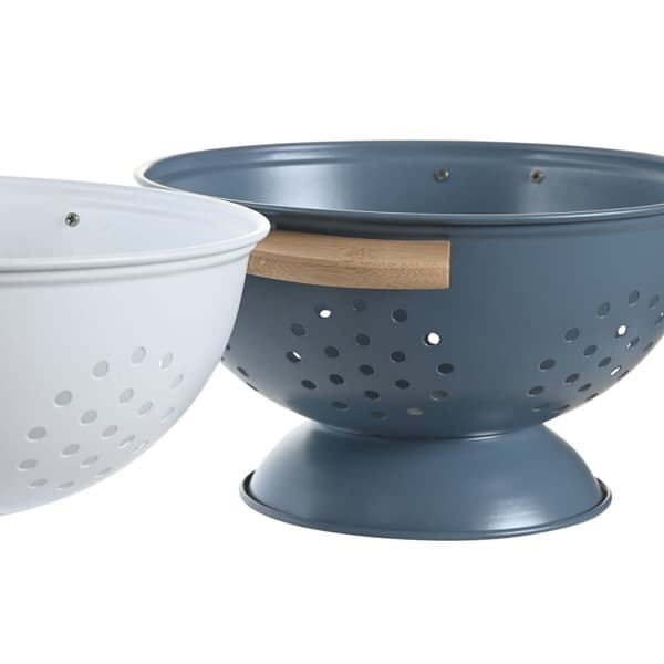 Drainer DKD Home Decor Blå Hvit Bambus Rustfritt stål 30 x 24,5 x 14 cm (2 enheter)