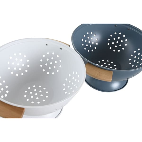 Drainer DKD Home Decor Blå Hvit Bambus Rustfritt stål 30 x 24,5 x 14 cm (2 enheter)