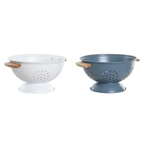 Drainer DKD Home Decor Blå Hvit Bambus Rustfritt stål 30 x 24,5 x 14 cm (2 enheter)
