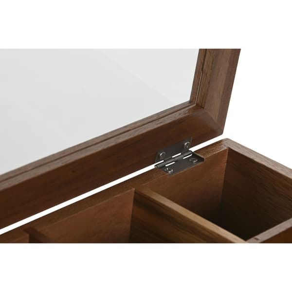 Boks for Infusjoner Home ESPRIT Naturell Krystall Akasia 20,5 x 20,5 x 6,5 cm