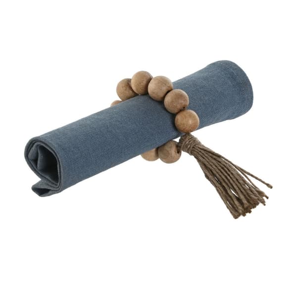 Lautasliinarengas Home ESPRIT Luonnollinen Juutti Akaasia Makramee 7,5 x 2 x 7,5 cm 4 Kappaletta