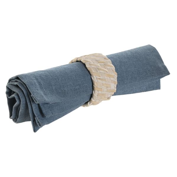 Lautasliinarengas Home ESPRIT Valkoinen Luonnollinen Bambu Rottinki 5 x 5 x 3 cm