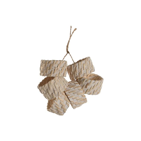 Lautasliinarengas Home ESPRIT Valkoinen Luonnollinen Bambu Rottinki 5 x 5 x 3 cm