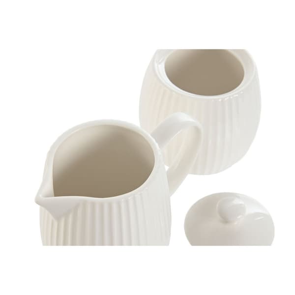 Maitokannu ja sokerikulho Home ESPRIT Valkoinen Posliini 250 ml 12 x 7,6 x 9 cm 2 Kappaletta