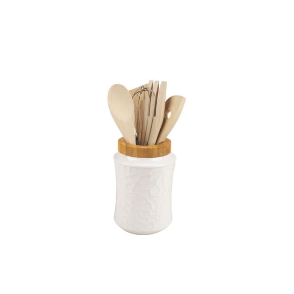 Ruukku keittiövälineille Home ESPRIT Bambu Posliini 6 Kappaletta