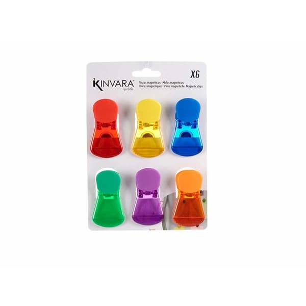 Klämmor för påsförslutning Kinvara CK60429 Multicolour Plast Magnetic 6 Delar (12 antal)