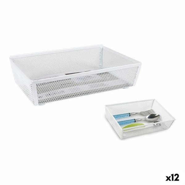 Bestikholder Confortime Metal Hvid 21,8 x 15,24 x 5,2 cm (12 enheder)