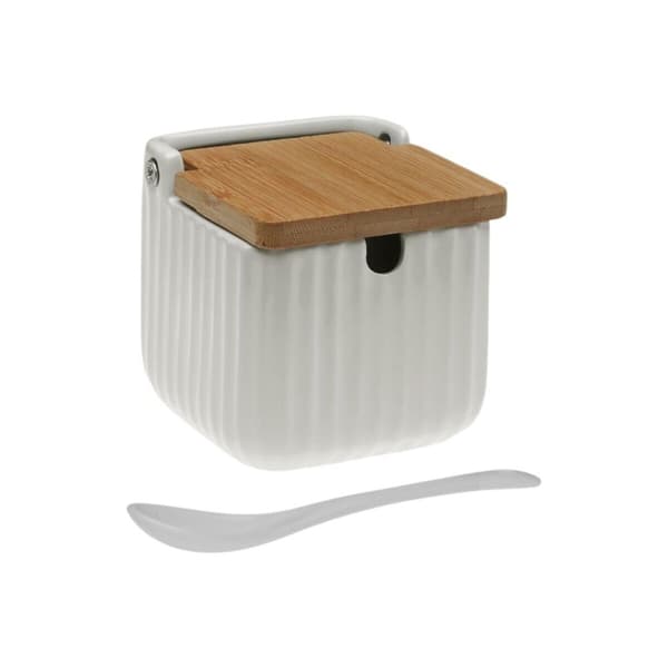 Sokeriastia Versa Valkoinen Keraminen Bambu Dolomite 8,3 x 8,3 x 8,3 cm