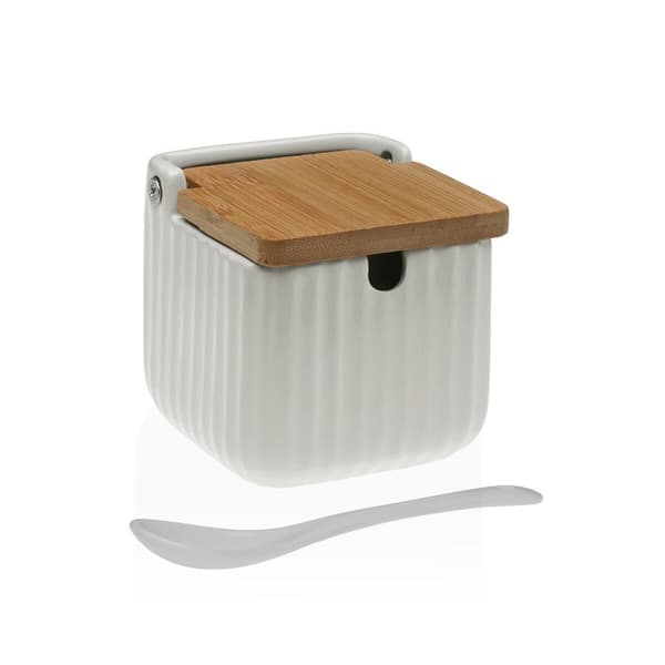 Sokeriastia Versa Valkoinen Keraminen Bambu Dolomite 8,3 x 8,3 x 8,3 cm