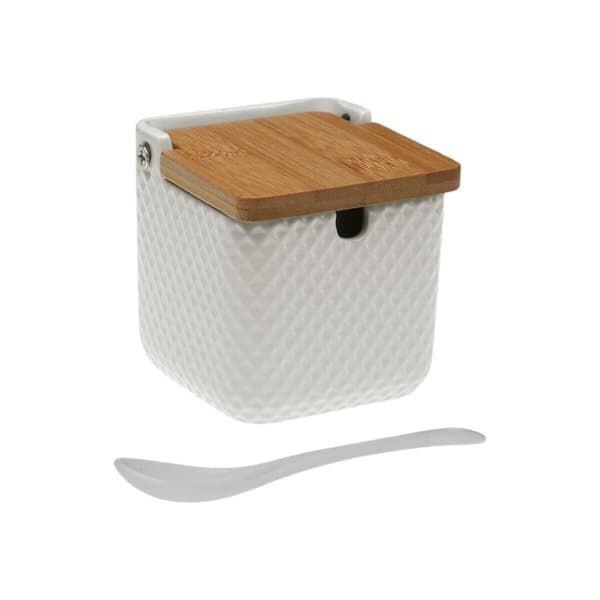Sockerströare Versa Vit Keramik Bambu Dolomite 8,3 x 8,3 x 8,3 cm
