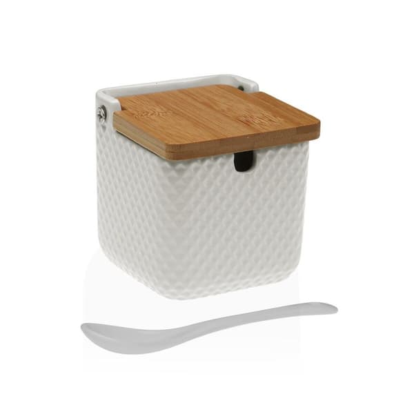 Sockerströare Versa Vit Keramik Bambu Dolomite 8,3 x 8,3 x 8,3 cm