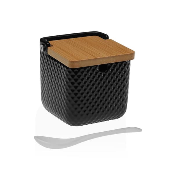 Sockerströare Versa Svart Keramik Bambu Dolomite 8,3 x 8,3 x 8,3 cm