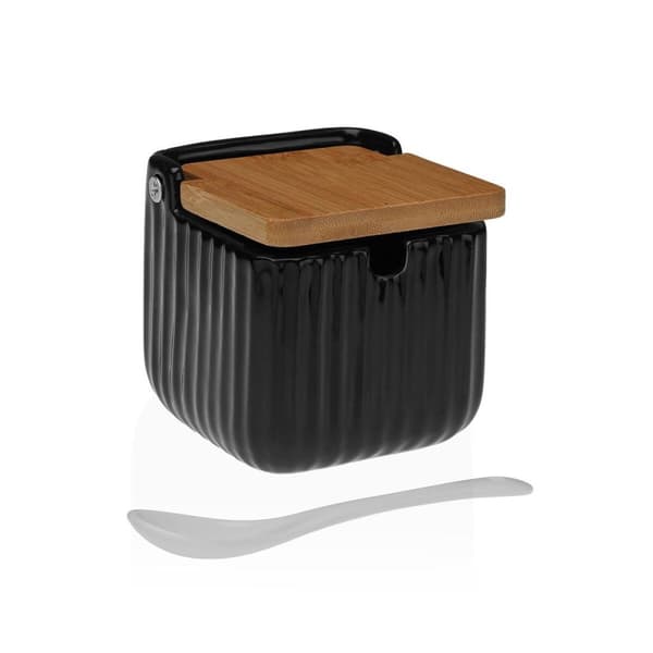 Sukkerskål Versa Sort Keramik Bambus Dolomite 8,3 x 8,3 x 8,3 cm