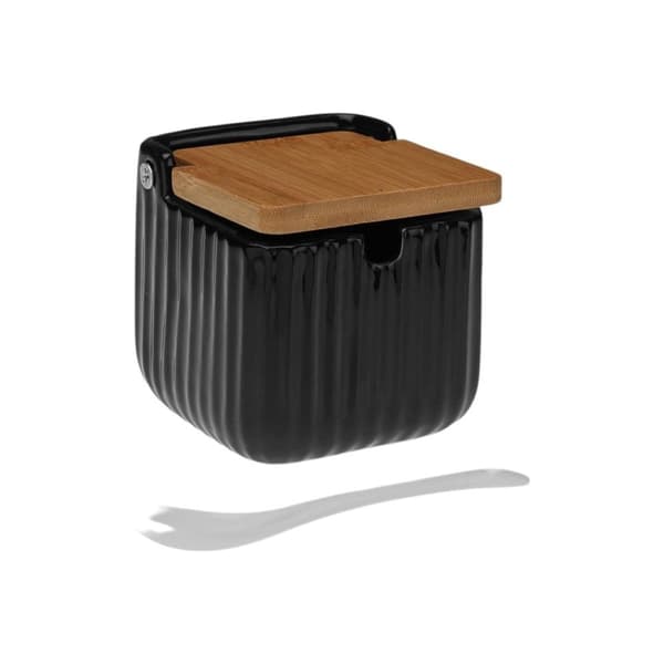 Sukkerskål Versa Sort Keramik Bambus Dolomite 8,3 x 8,3 x 8,3 cm