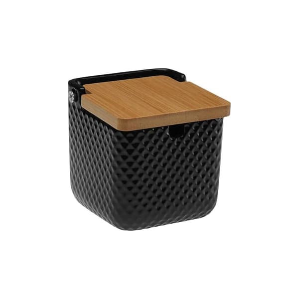 Sukkerskål Versa Sort Keramik Bambus Dolomite 8,3 x 8,3 x 8,3 cm