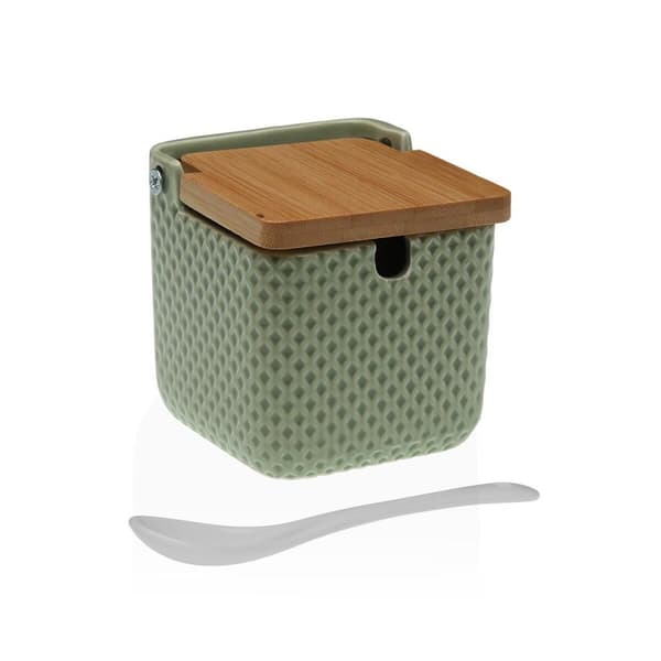 Sukkerskål Versa Grøn Keramik Bambus Dolomite 8,3 x 8,3 x 8,3 cm