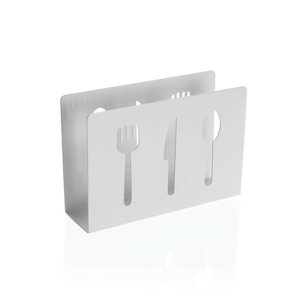Servetthållare Versa Vit Metall Keramik Stål Järn 4,5 x 10 x 15 cm Bestick