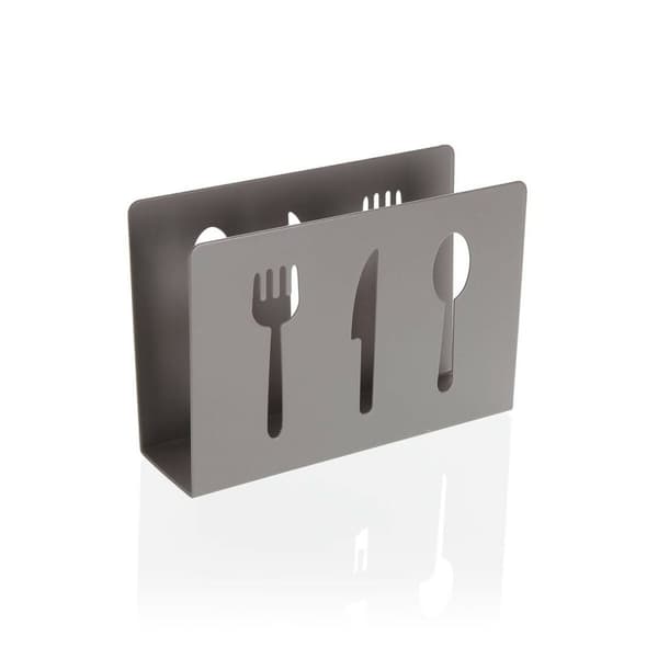 Servetthållare Versa Grå Metall Keramik Stål Järn 4,5 x 10 x 15 cm Bestick