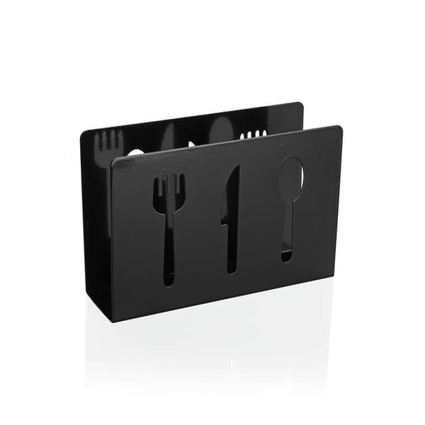 Serviettholder Versa Svart Metall Keramikk Stål Jern 4,5 x 10 x 15 cm Stykkers Bestikk