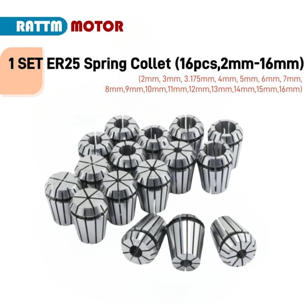 16 stycken Storleksområde 2mm-16mm, Precision 0.1mm,ER25 kolletter