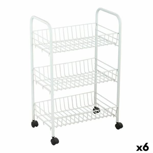 Grönsaksvagn Confortime Vit Metall 3 Hyllor 40 x 26 x 62 cm (6 antal)