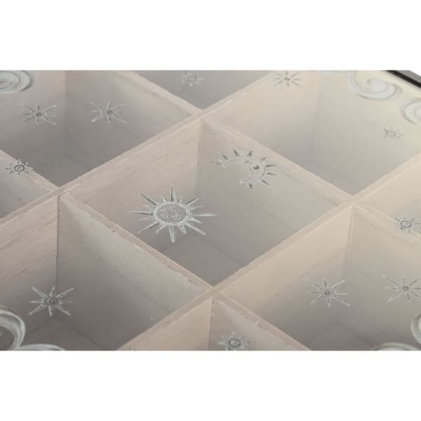 Æske til infusioner DKD Home Decor Blå Hvid Sort Natur Metal Krystal Træ MDF 24 x 24 x 6,5 cm (2 enheder)