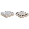 Miniatyrbillede 1 af 3: Æske til infusioner DKD Home Decor Blå Hvid Sort Natur Metal Krystal Træ MDF 24 x 24 x 6,5 cm (2 enheder)