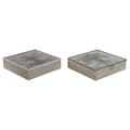 Miniatyrbillede 1 af 3: Æske til infusioner Home ESPRIT Brun Beige Metal Krystal Træ MDF 24 x 24 x 6,5 cm (2 enheder)