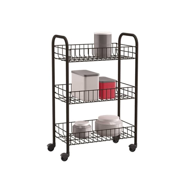 Keittiökärry Metaltex Siena Musta 3 Hyllyt Kabelis (63 x 41 x 23 cm)